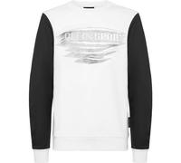 Sweatshirt PLEIN SPORT "Sweatshirt", Herren, Gr. M, 0170, weiß, silber, Obermaterial: 88% Baumwolle, 12% Polyester, Sweatshirts (53477510-M) 0170, weiß, silber
