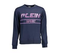 Plein Sport Kontrast Sweatshirt Blau Navy mit Print und Logo - Größe: XL