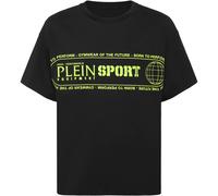 PLEIN SPORT Kurzarm-Rundhals-T-Shirt LOGO (AAEC-MTK8769-STE001N) XL 0227 | black+greenfluo