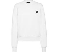 Sweatshirt PLEIN SPORT "Glitter", Damen, Gr. L, weiß (01, weiß), Obermaterial: 88% Baumwolle, 12% Polyester, Sweatshirts (67819760-L) 01, weiß