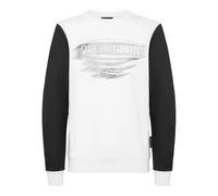 Sweatshirt PLEIN SPORT "Sweatshirt", Herren, Gr. M, 0170, weiß, silber, Obermaterial: 88% Baumwolle, 12% Polyester, Sweatshirts (53477510-M) 0170, weiß, silber