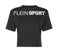 T-Shirt PLEIN SPORT "T-Shirt", Damen, Gr. M, schwarz (02, schwarz), Obermaterial: 100% Polyester, Shirts (74367333-M) 02, schwarz