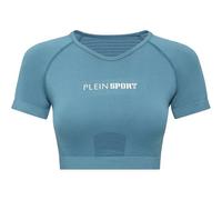 T-Shirt PLEIN SPORT "T-Shirt", Damen, Gr. M, blau (18, petrol), Obermaterial: 56% Polyamid, 39% Polyester, 5% Elasthan, Shirts T-Shirt (52490315-M) 18, petrol