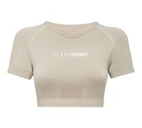T-Shirt PLEIN SPORT "T-Shirt", Damen, Gr. XS, grau (72, schwarzgrau), Obermaterial: 56% Polyamid, 39% Polyester, 5% Elasthan, Shirts T-Shirt (30684930-XS) 72, schwarzgrau