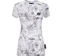 T-Shirt PLEIN SPORT "T-Shirt Slim Fit", Damen, Gr. L, weiß (01, weiß), Obermaterial: 95% Polyester, 5% Elasthan, Shirts (38338516-L) 01, weiß