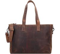 Plevier Shopper Tasche Leder 41 cm Laptopfach dunkelbraun (563-2) braun
