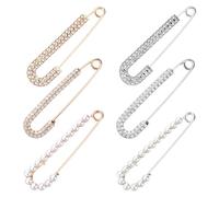 PLIGREAT 12 Stück Strass Sicherheitsnadeln Dekorative Kristall Sicherheitsnadel Pullover Und Schalbrosche Brosche Mit Kunstperlen Für Kleidung Und Kleiderclips 6 Styles