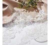 PLIGREAT 2 Paar Weiße Blumen Spitzenapplikation Dekorative Stoff Blume Spitze Patches Nähen Spitze Stoff Applikationen für DIY Bräute Kleid Abschlussballkleider Spitze Kleid Zubehör