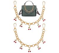 PLIGREAT 2 Stück Kirsch Geldbörsenkette Dekorative Handtaschenkette Mit Kirschanhänger Ersatz Taschenanhänger Mit Doppelschnalle Geldbörsen Zubehör Für Damen Handtasche Geldbörse Umhängetasche