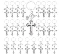 PLIGREAT 25 Stück Jesus Kreuz Schlüsselanhänger Schlüsselanhänger Mit Anhängern Der Heiligen Bibel Religiöse Autoschlüsselhalter Für Frauen Und Männer Christen Taufe Partygeschenke