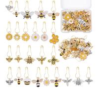 PLIGREAT 25 Stück Maschenmarkierer Set Bienenwaben Charm Sicherheitsnadeln | Niedliche Anhänger Reihenzähler Stricken, Zähler zum Weben, Nähen, Strickmarkierer, Häkelzubehör, Geschenk für Frauen