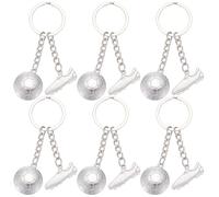 PLIGREAT 6 Stück Mini Fußball Schlüsselanhänger Niedlicher Fußball Schlüsselanhänger Mit Schuhen Silberner Sport Charm Geschenk Für Männer Und Frauen Fußballfans.