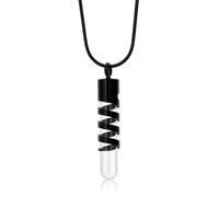 PLIGREAT Urnenketten Mit Röhren Parfümflaschen Anhänger Edelstahlkette Aschehalter Halskette Gedenkanhänger Glasflaschen Charm Halskette Für Frauen Und Männer Ätherisches Öl Schmuck Asche Schwarz