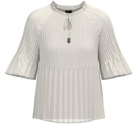 Plisseebluse S.OLIVER BLACK LABEL, Damen, Gr. 38, ecru, Obermaterial: 100% Polyester, unifarben, hüftlang, Rundhals, Blusen, leicht ausgestellte 3/4-Ärmel, mit Schleife am Ausschnitt (71012645-38) ecr