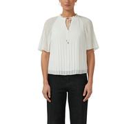 Plisseebluse S.OLIVER BLACK LABEL, Damen, Gr. 40, ecru, Web, Obermaterial: 100% Polyester, unifarben, hüftlang, Rundhals, Blusen, mit Plissee, bedruckte Optik, pflegeleicht, hüftlange Passform (710126