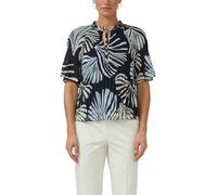 Plisseebluse S.OLIVER BLACK LABEL, Damen, Gr. 40, navy aop, Obermaterial: 100% Polyester, bedruckt, hüftlang, Rundhals, Blusen, leicht ausgestellte 3/4-Ärmel, mit Schleife am Ausschnitt (86007812-40)