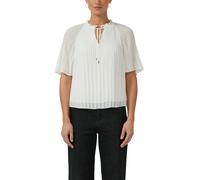 Plisseebluse S.OLIVER BLACK LABEL, Damen, Gr. 44, ecru, Obermaterial: 100% Polyester, unifarben, hüftlang, Rundhals, Blusen, leicht ausgestellte 3/4-Ärmel, mit Schleife am Ausschnitt (71012645-44) ecr