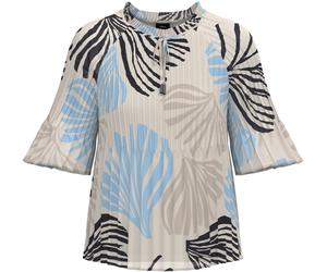 Plisseebluse S.OLIVER BLACK LABEL, Damen, Gr. 46, ecru aop, Obermaterial: 100% Polyester, bedruckt, hüftlang, Rundhals, Blusen, leicht ausgestellte 3/4-Ärmel, mit Schleife am Ausschnitt (20150825-46)