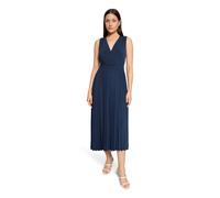 Plisseekleid BETTY & CO "Damen ohne Arm", Damen, Gr. 46, Normalgrößen, blau (dunkelblau), Obermaterial: 94% Polyester, 6% Elasthan. Futter: 100% Polyester, figurumspielend lang, V-Ausschnitt, Kleider,