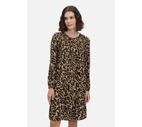 Plisseekleid langarm Schwarz/Beige 36
