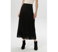 Plisseerock ANISTON SELECTED, Damen, Gr. 46, schwarz, Chiffon, Obermaterial: 68% Polyester, 28% Viskose, 4% Elasthan. Chiffon: 100% Polyester. Futter: 100% Polyester, unifarben, figurbetont knöchelfre