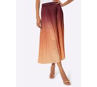 Plisseerock CREATION L, Damen, Gr. 36, burgund, apricot, bedruckt, 97% Polyester, 3% Elasthan, bedruckt, gemustert, mehrfarbig, lang, Röcke (43892162-36) burgund, apricot, bedruckt