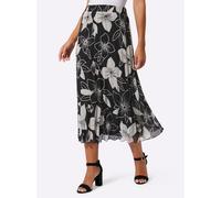 Plisseerock CREATION L, Damen, Gr. 42, schwarz (schwarz, champagner, bedruckt), 100% Polyester, geblümt, gemustert, mehrfarbig, lang, Röcke (11877307-42) schwarz, champagner, bedruckt
