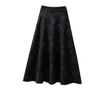 Plisseerock Damen Midi, Rock Damen Sommer Röcke Knielang Sommerrock Plissee Skirt Einfarbig Faltenrock Elegant Midirock Reliefartiges Blumenmuster High Waist Boho Rock A Linie Retro Jacquard Damenrock