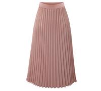 Plisseerock Lang Sommerrock Einfarbig Faltenrock Damen High Waist A-Linie Langer Rock Sommer Stretch Casual Elegant Plissee Moden Sommerröcke Midi Röcke