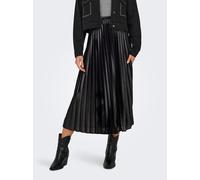 Only Plisseerock Lyon Damen – wadenlang, Jersey (100% Polyester), Schwarz – Größe L