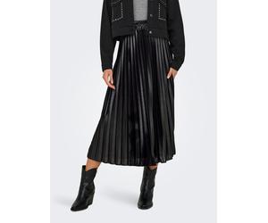 Plisseerock ONLY "ONLLYON PLEATED SHINE SKIRT JRS NOOS", Damen, Gr. S (36), schwarz, Jersey, Obermaterial: 100% Polyester, unifarben, wadenlang, Röcke (32777521-S) schwarz