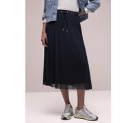 Plisseerock STREET ONE, Damen, Gr. 38, shadowed navy, Stoff, 95% Polyester, 5% Elasthan, unifarben, comfort fit normal, Röcke, in Midi-Länge (63795504-38) shadowed navy