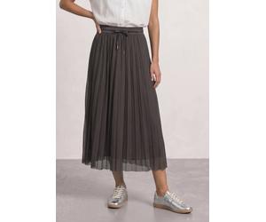 Plisseerock STREET ONE, Damen, Gr. 42, grau (schwarz coffee), Stoff, 95% Polyester, 5% Elasthan, unifarben, comfort fit wadenlang, Röcke, in plissierter Optik (91383756-42) schwarz coffee