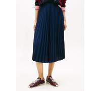 Plisseerock TOMMY HILFIGER "FLUID PLEATED PULL ON MIDI SKIRT", Damen, Gr. 38, schwarz night navy, Web, Obermaterial: 100% Polyester, unifarben, regular fit wadenlang, Röcke (40926109-38) schwarz night
