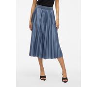 Plisseerock VILA "VINITBAN SKIRT - NOOS", Damen, Gr. XL (42), blau (vintage indigo), Web, Obermaterial: 96% Polyester, 4% Elasthan, unifarben, regular fit knieumspielend, Röcke Plisseerock, Materialmi
