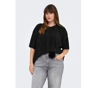 Plisseeshirt ONLY CARMAKOMA "CARRAVENNA S/S PLISSE TOP JRS NOOS", Damen, Gr. XL, schwarz, Jersey, Obermaterial: 100% Polyester, unifarben, modisch, regular fit normal, Rundhals, Kurzarm, Shirts (46423