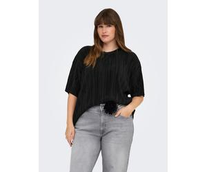 Plisseeshirt ONLY CARMAKOMA "CARRAVENNA S/S PLISSE TOP JRS NOOS", Damen, Gr. XL, schwarz, Jersey, Obermaterial: 100% Polyester, unifarben, regular fit normal, Rundhals, Shirts (46423537-XL) schwarz