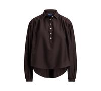 Plissierte Bluse aus Baumwolle und Seide M Brown