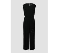 Plissierter Jumpsuit aus Chiffon mit Bindegürtel 48 schwarz 2165830.9999.48