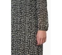 Plissiertes Chiffon-Kleid mit Leo-Print beige 36