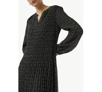 Plissiertes Chiffon-Kleid mit V-Ausschnitt schwarz 32