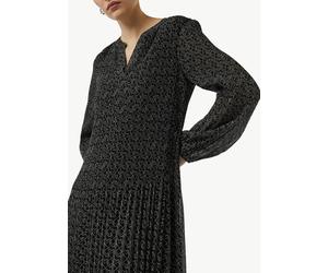 Plissiertes Chiffon-Kleid mit V-Ausschnitt schwarz 36