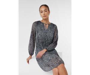 Plissiertes Chiffonkleid mit All-over-Print schwarz|grau 42