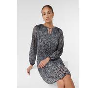 Plissiertes Chiffonkleid mit All-over-Print schwarz|grau 44