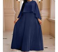 Plissiertes Kleid in Unifarbe in Große Größen, modisches Sommerkleid für Frauen für Kirche, Festkleid, weißes Kleid, elegantes, klassisches Festkleid