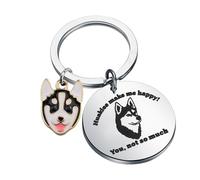 PLITI Husky-Schlüsselanhänger, Sibirischer Husky-Liebhaber, Geschenk, Haustierbesitzer, Geschenk, Hund, Vater, Mutter, Geburtstag, Welpen, Hundesitter, Schmuck, Happy Husky Kyu, M