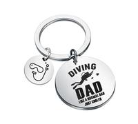 PLITI Schlüsselanhänger für Taucher, Geschenk für Extremsportarten, Schmuck, Tauchen Papa wie ein normaler Vater, cooler Schlüsselanhänger, Diving Dad Kyu, M