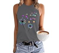 PLMOKEN Ärmellos Tank Top Damen - Sommer Vest Rundhals Oberteile Blusentop Elegantes Top