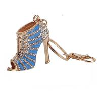 plplaaoo Kristallschuh-High-Heel-Schlüsselanhänger, eleganter Strass-Anhänger, Schlüsselanhänger, Geldbörse, Taschenanhänger, Geschenk für Frauen, blaue Legierung, 5,5 cm