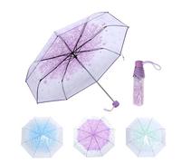 plplaaoo Regenschirm Transparent,wedding stockschirm,Sakura-Taschenschirm, Regenschirm Durchsichtig, Durchsichtiger Regenschirm, Kirschblüte, Vier Farben, für Mädchen, Jungen(lila)